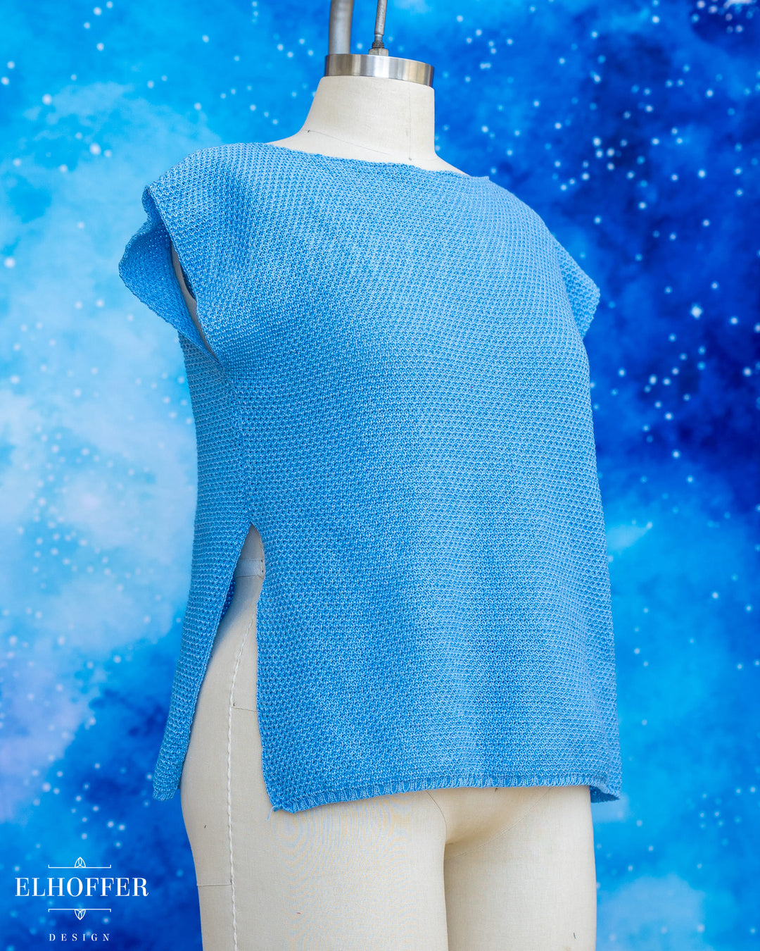 Handmade Boatneck Tunic - Teardrop Ice Blue Knit