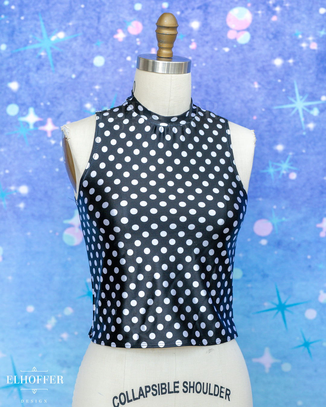 Essential Jes Crop Top - Polka Dot Stretch Satin