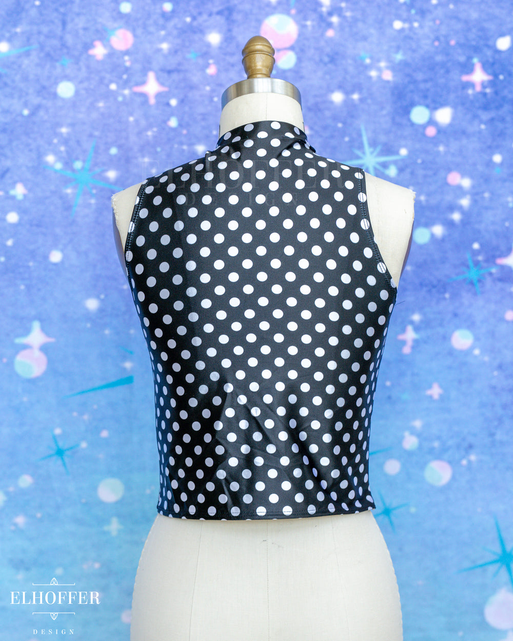 Essential Jes Crop Top - Polka Dot Stretch Satin