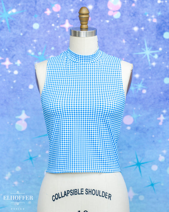 Essential Jes Crop Top - Blue & White Gingham
