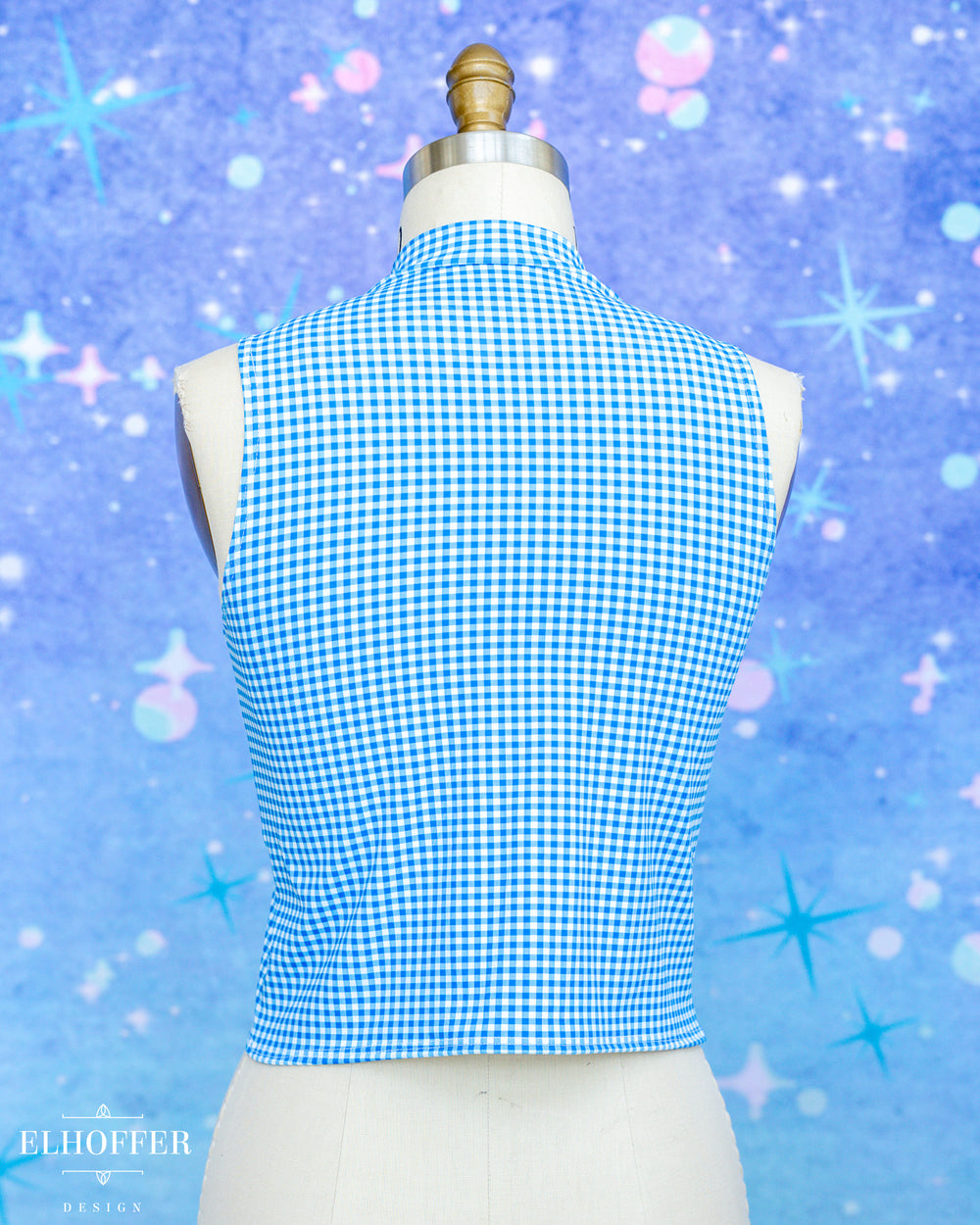 Essential Jes Crop Top - Blue & White Gingham