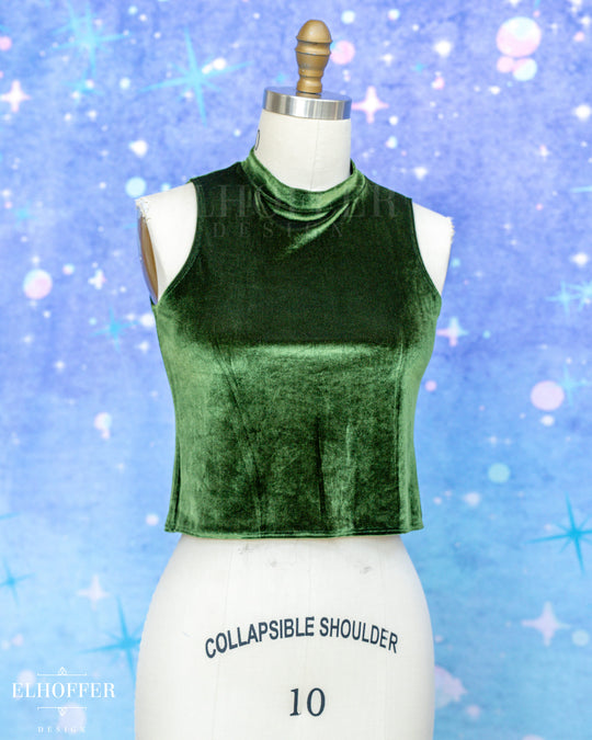 Essential Jes Crop Top - Olive Velvet