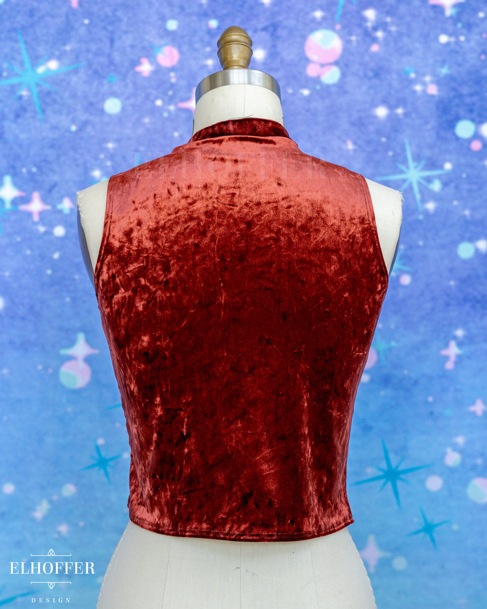 Essential Jes Crop Top - Burnt Rust Crushed Velvet (Cut Wrong Direction)