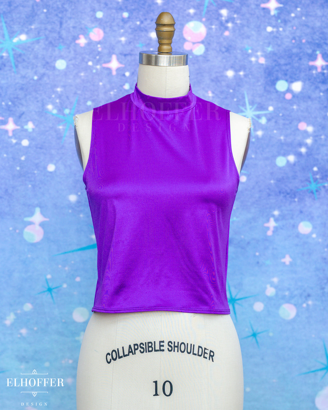 Essential Jes Crop Top -  Ube Purple Stretch Satin