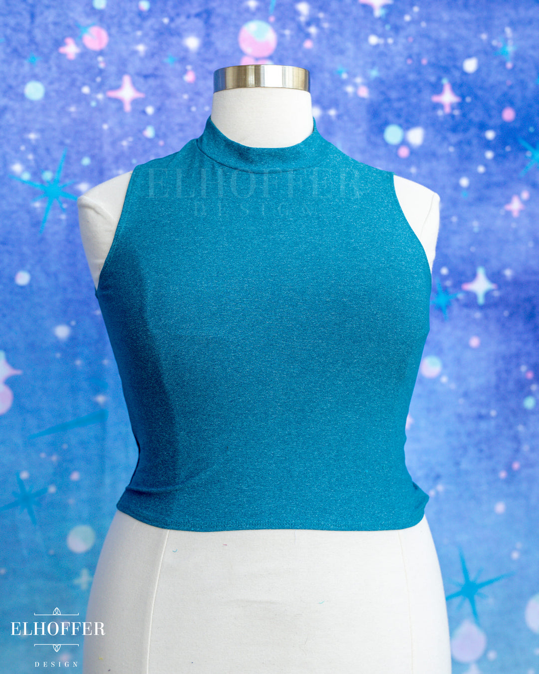 Essential Jes Crop Top - Heathered Teal Compression Spandex
