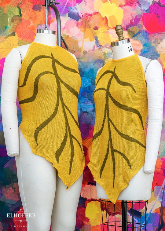 Essential Leaf Handkerchief Top - Iris Gold