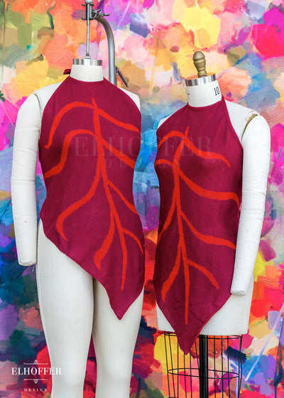 Essential Leaf Handkerchief Top - Autumnal Burgundy