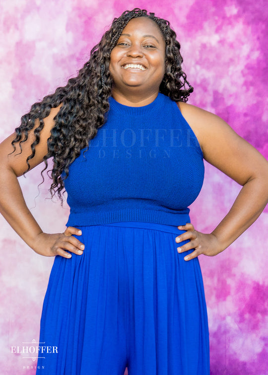 Essential Susan Crop Top - Cobalt Chevron