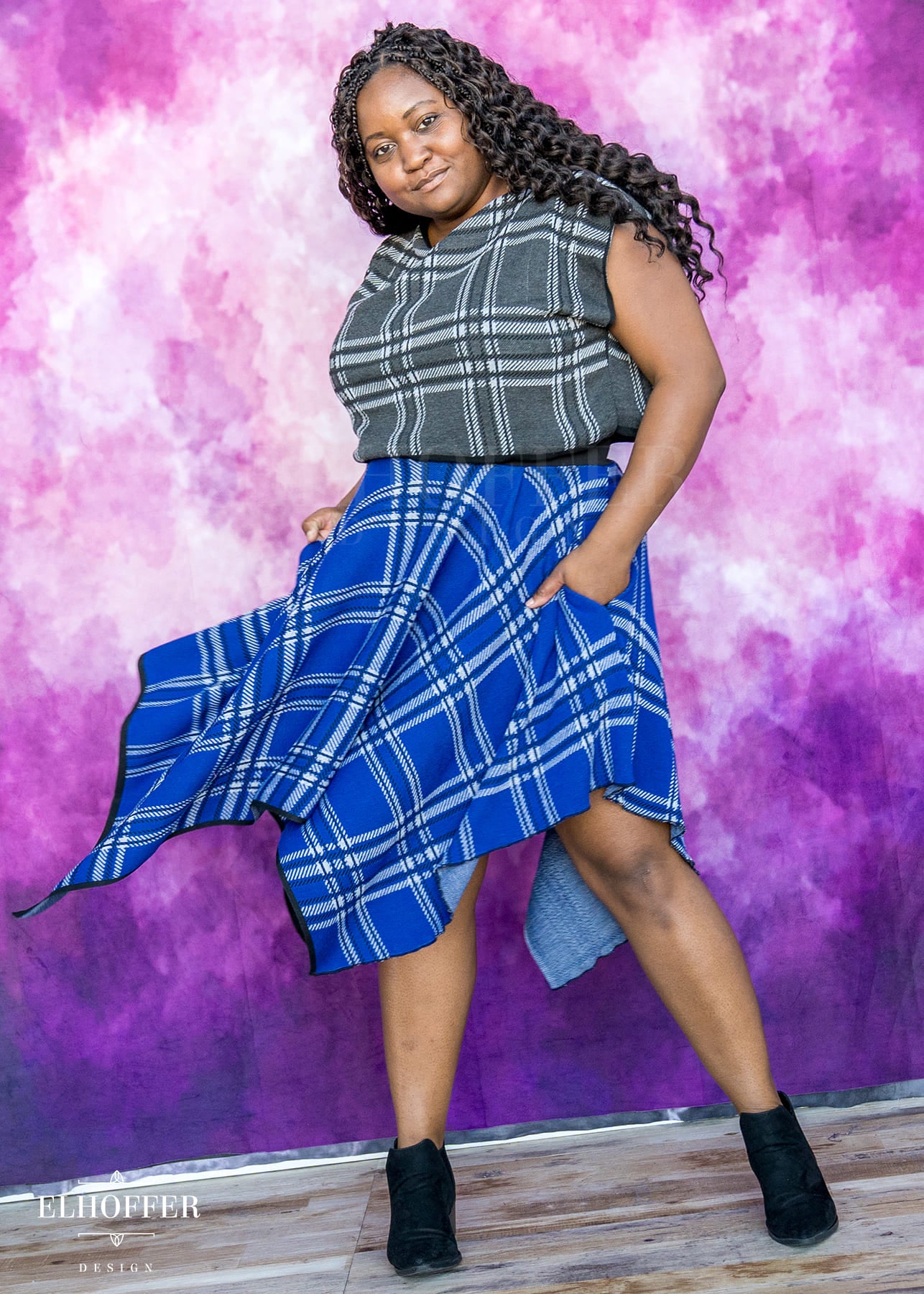 Essential Cobalt Tartan Handkerchief Skirt – Elhoffer Design