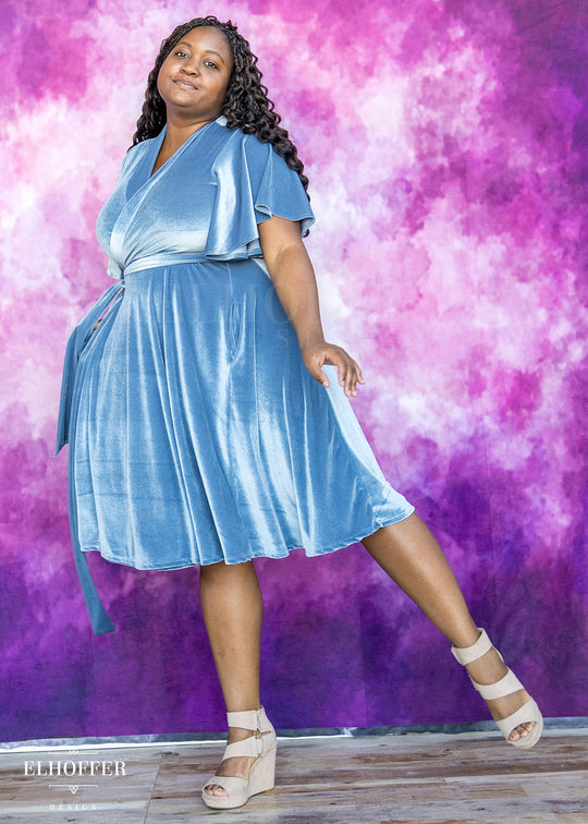 Essential Luisa Wrap Dress - Angelite Velvet