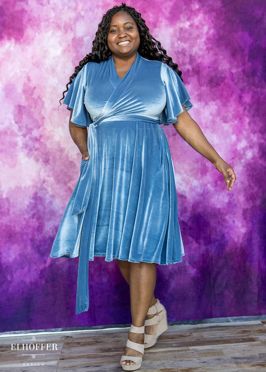 Essential Luisa Wrap Dress - Angelite Velvet