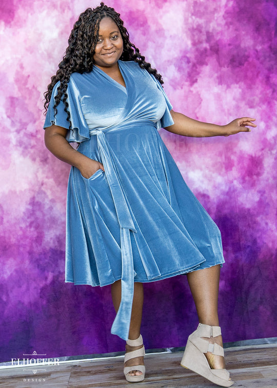 Essential Luisa Wrap Dress - Angelite Velvet