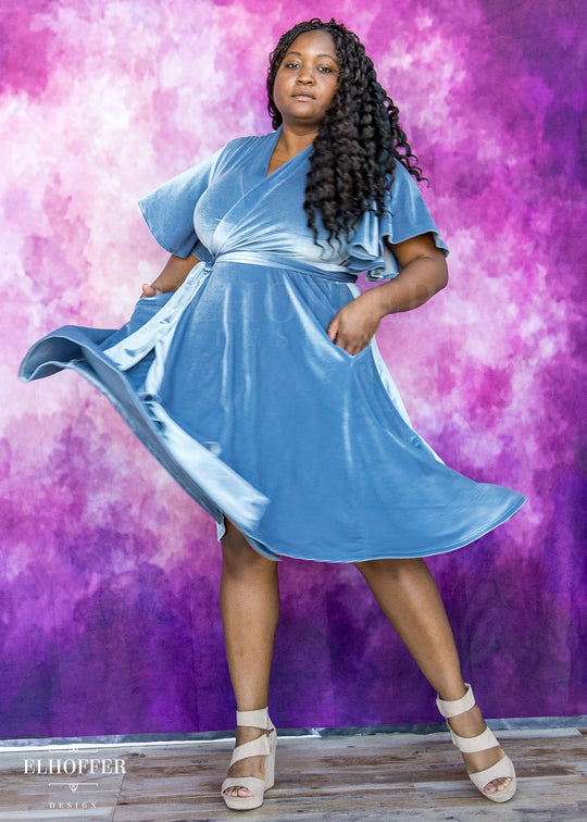 Essential Luisa Wrap Dress - Angelite Velvet