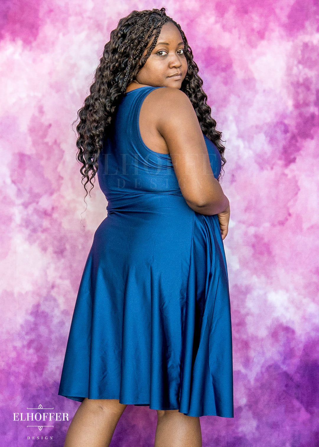 Essential Aquarius Knee Length Dress - Shiny Navy