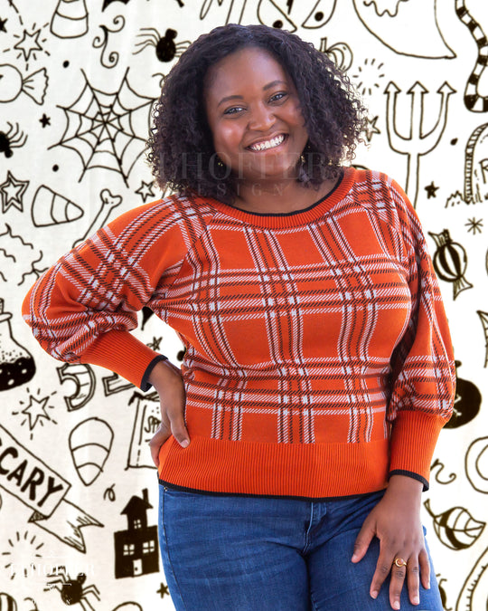 Essential Tartan Cropped Sweater - Pumpkin