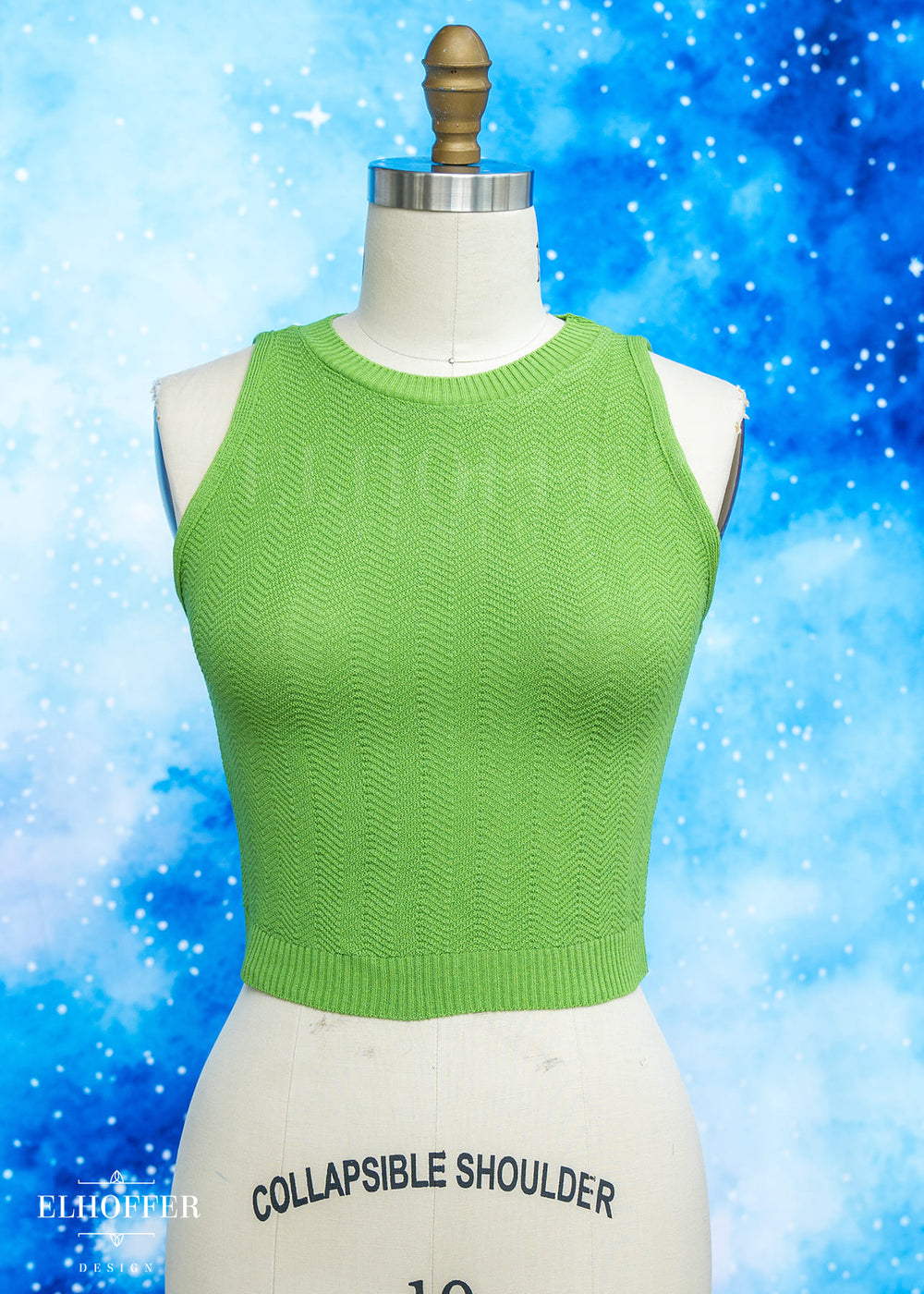 Essential Susan Crop Top - Leaf Green Chevron
