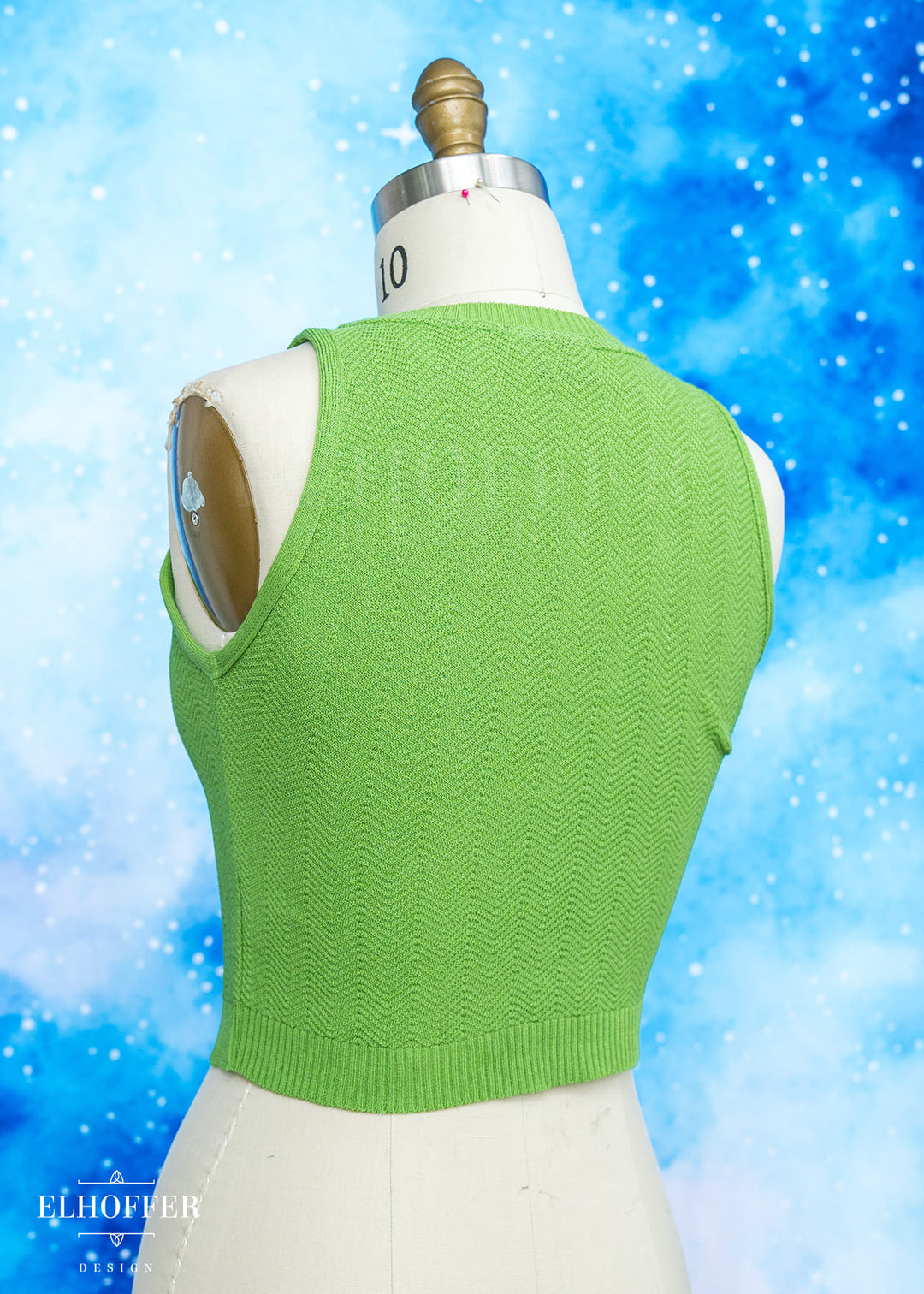 Essential Susan Crop Top - Leaf Green Chevron