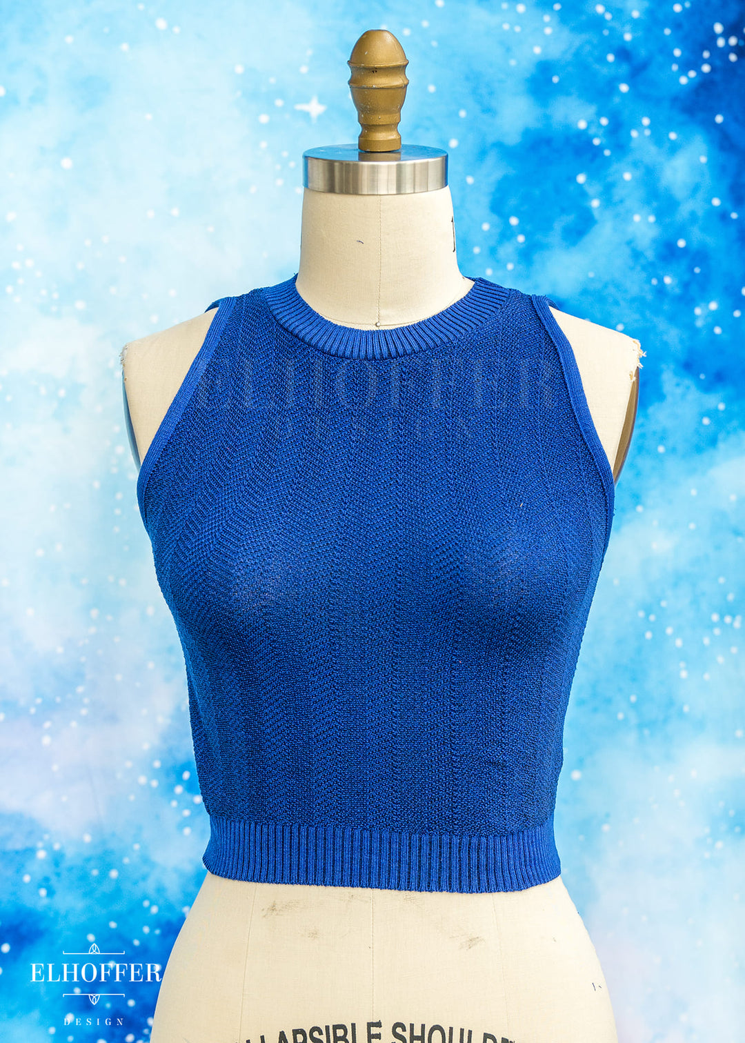 Essential Susan Crop Top - Cobalt Chevron