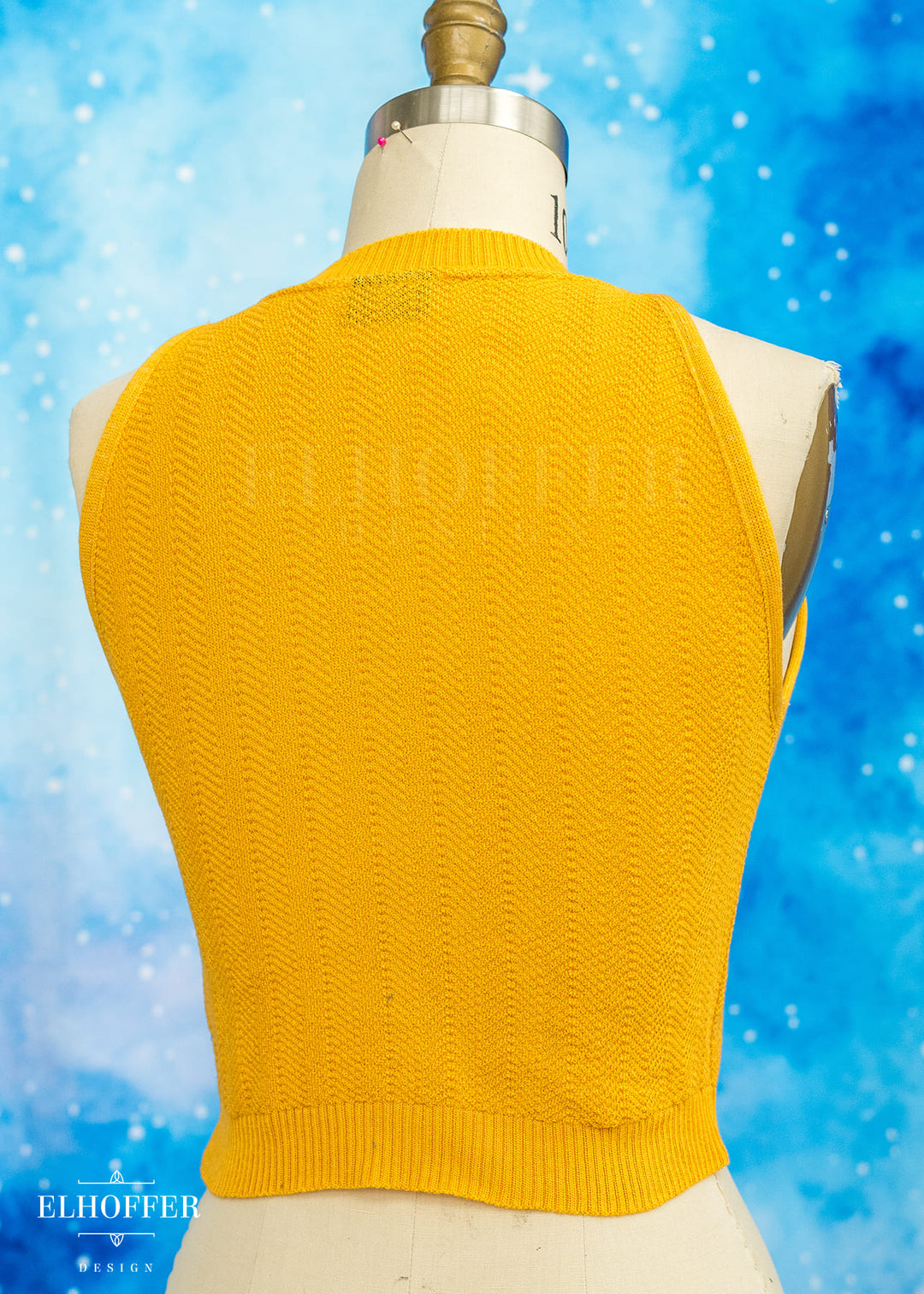 Essential Susan Crop Top - Mustard Chevron