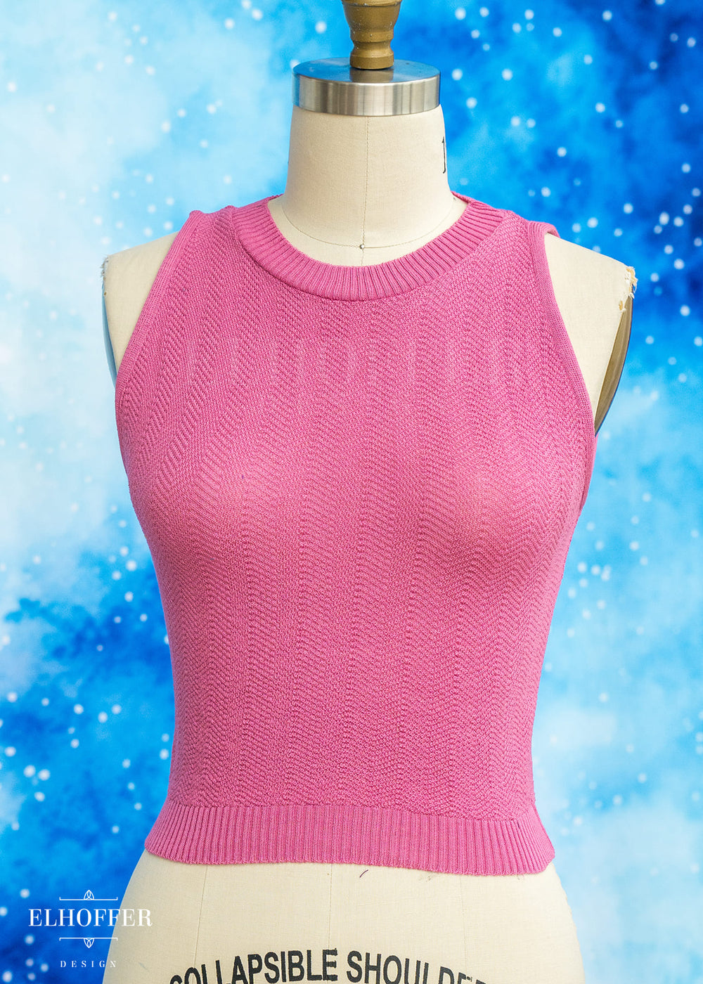 Essential Susan Crop Top - Pale Pink Chevron