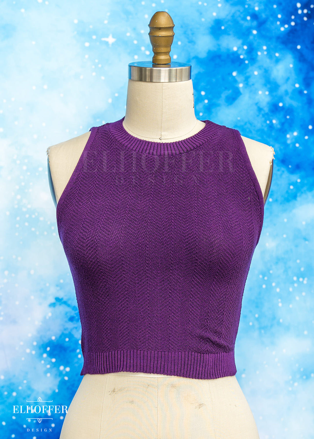 Essential Susan Crop Top - Sinister Purple Chevron