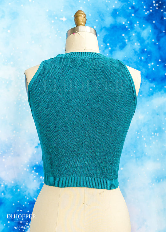 Essential Susan Crop Top - Teal Chevron