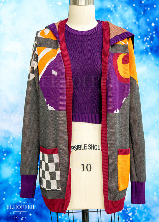 Essential Susan Crop Top - Sinister Purple Chevron