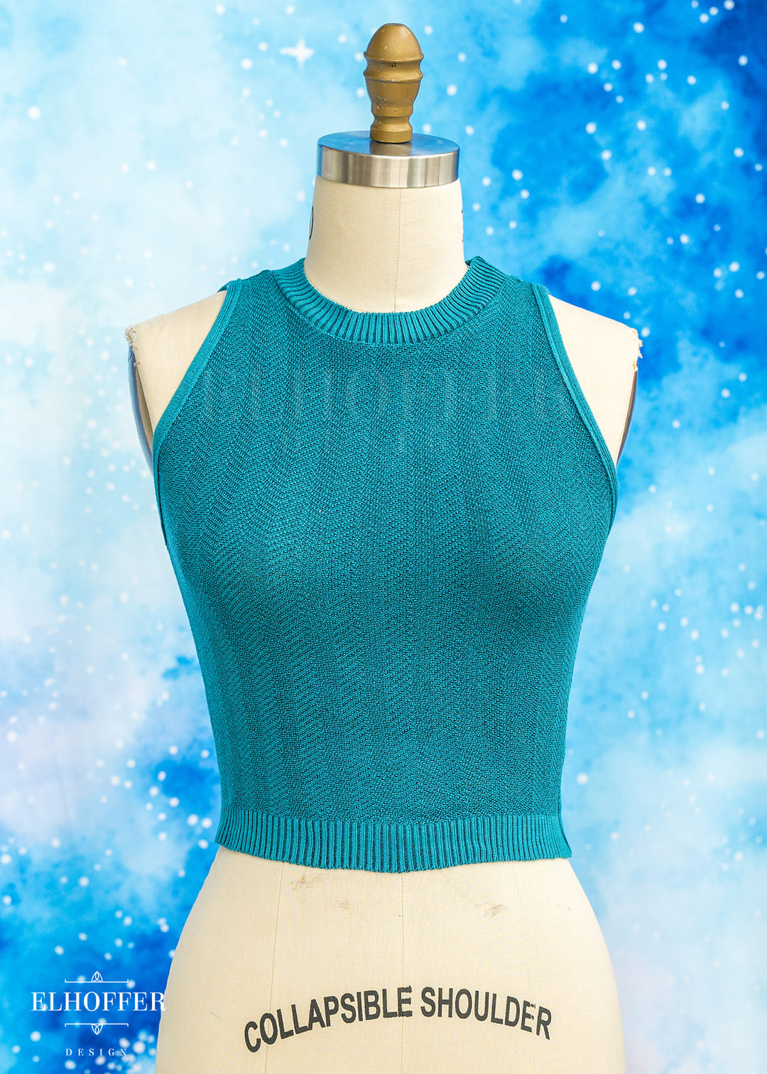 Essential Susan Crop Top - Teal Chevron