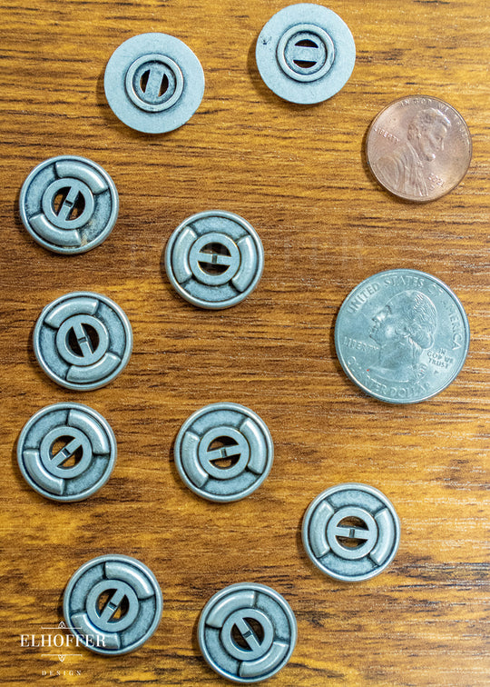 Silver Gear 2 Hole Buttons - Metal - 28L