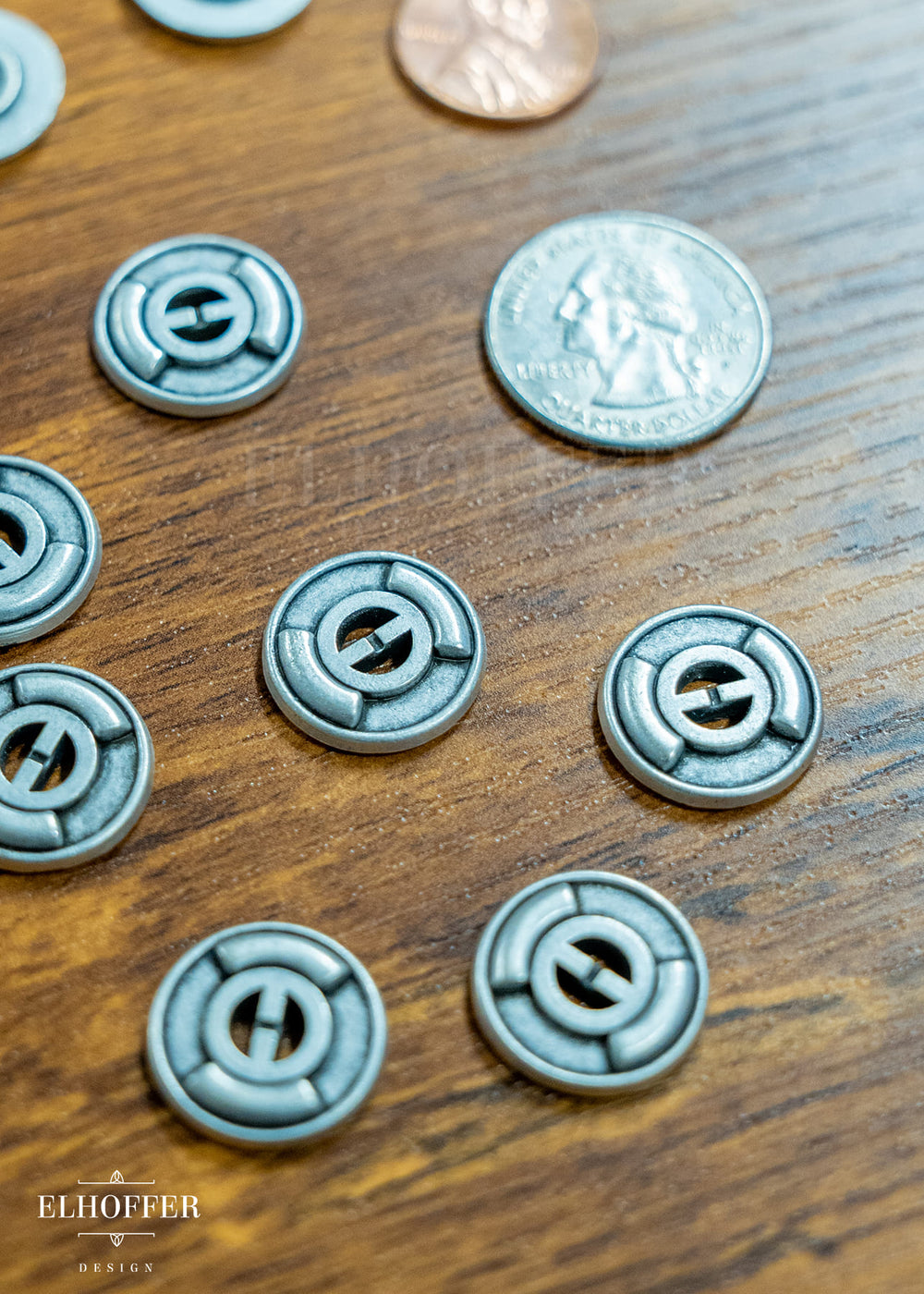 Silver Gear 2 Hole Buttons - Metal - 28L
