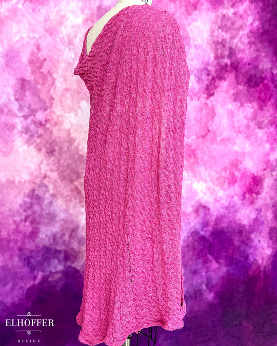 Handmade Pretty Pink Draped Cape - Made from Damaged Knit