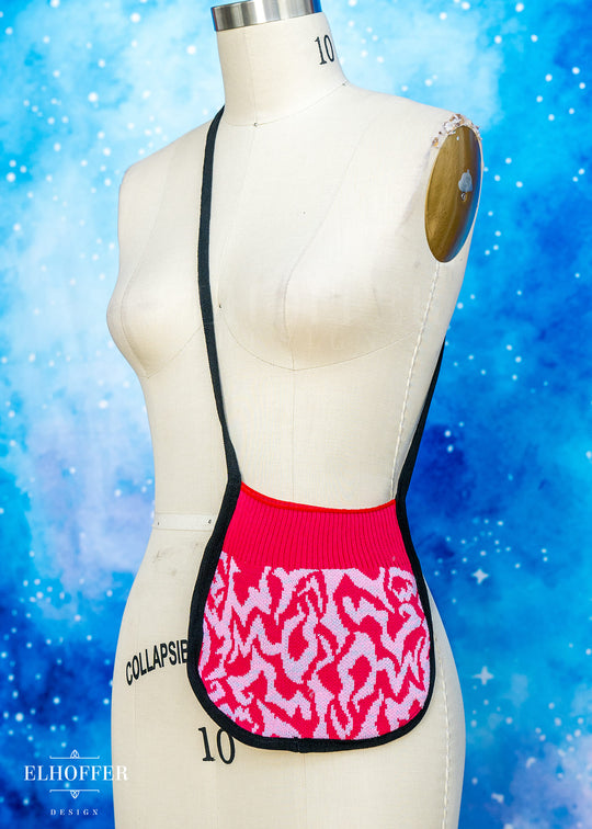 Knit Cross-Body Pouch - Demon Marking Fuchsia/Marled Pink