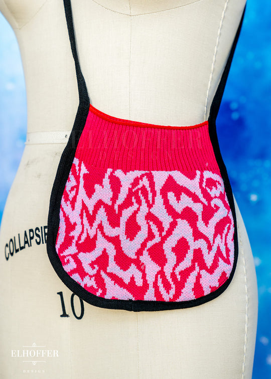 Knit Cross-Body Pouch - Demon Marking Fuchsia/Marled Pink