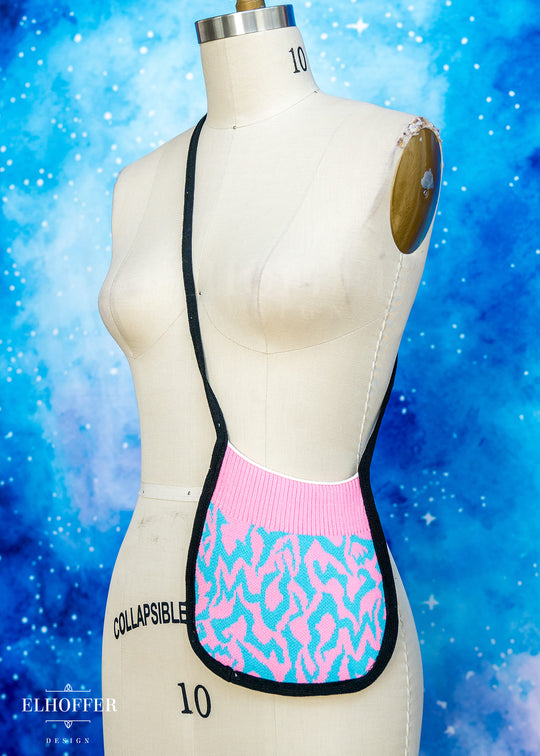 Knit Cross-Body Pouch - Demon Marking Pink/Turqouise