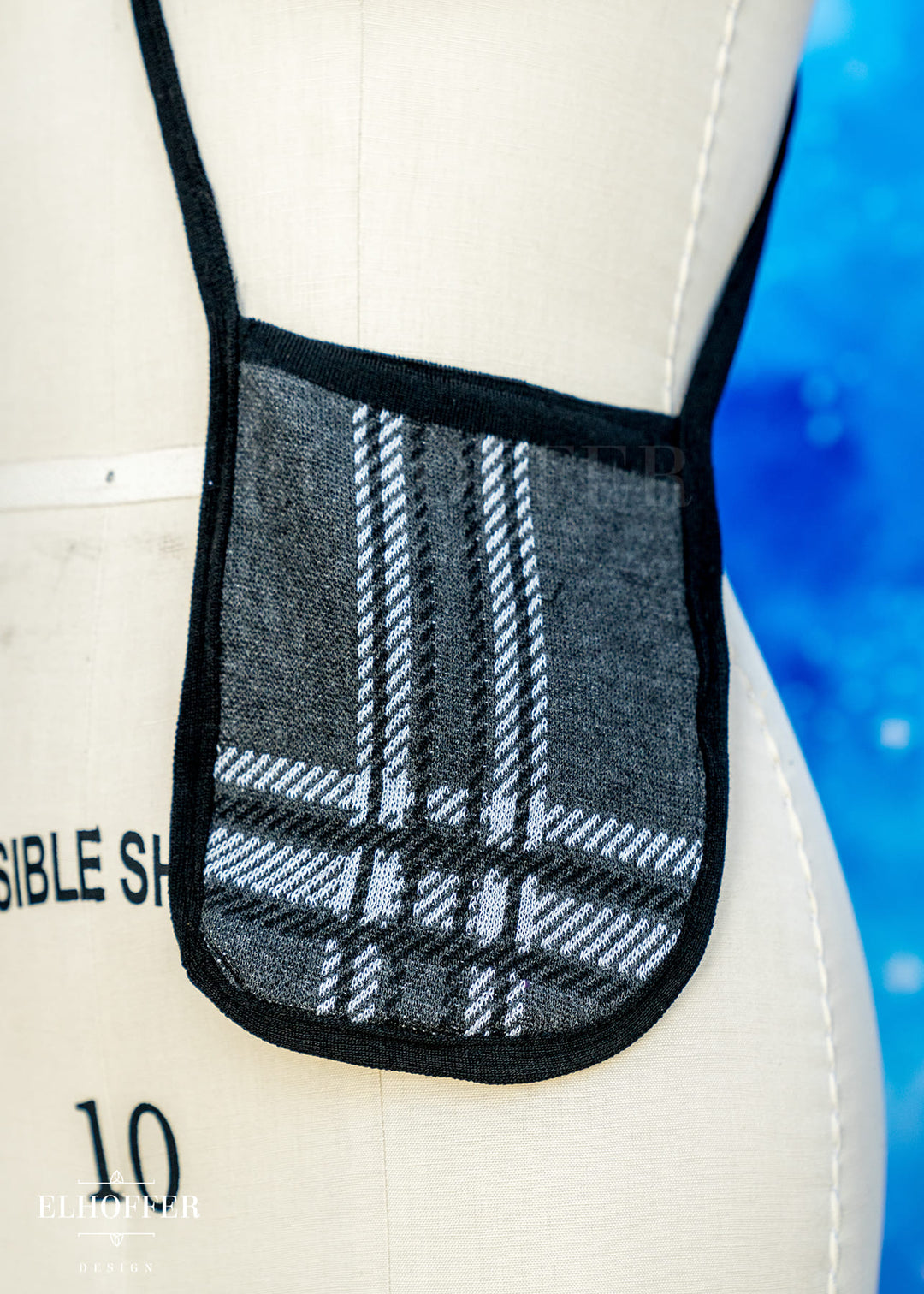 Knit Cross-Body Pouchette - Charcoal Tartan