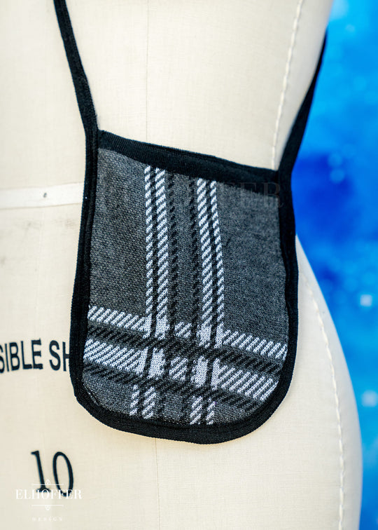 Knit Cross-Body Pouchette - Charcoal Tartan