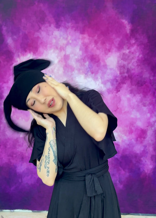 Lightweight Relaxed Fit Bunny Beanie - Bangtan Black