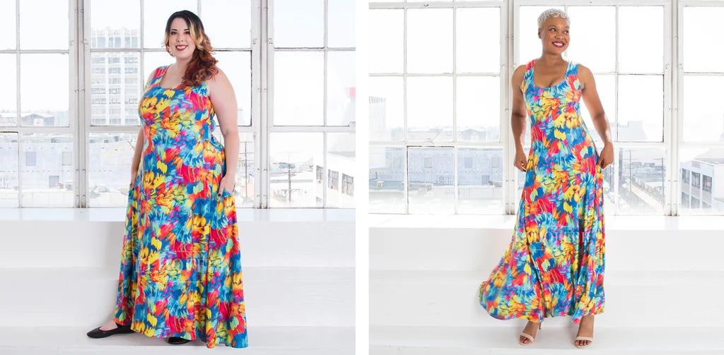 SAMPLE SALE - Essential Maxi Dress - Rainbow Feathers