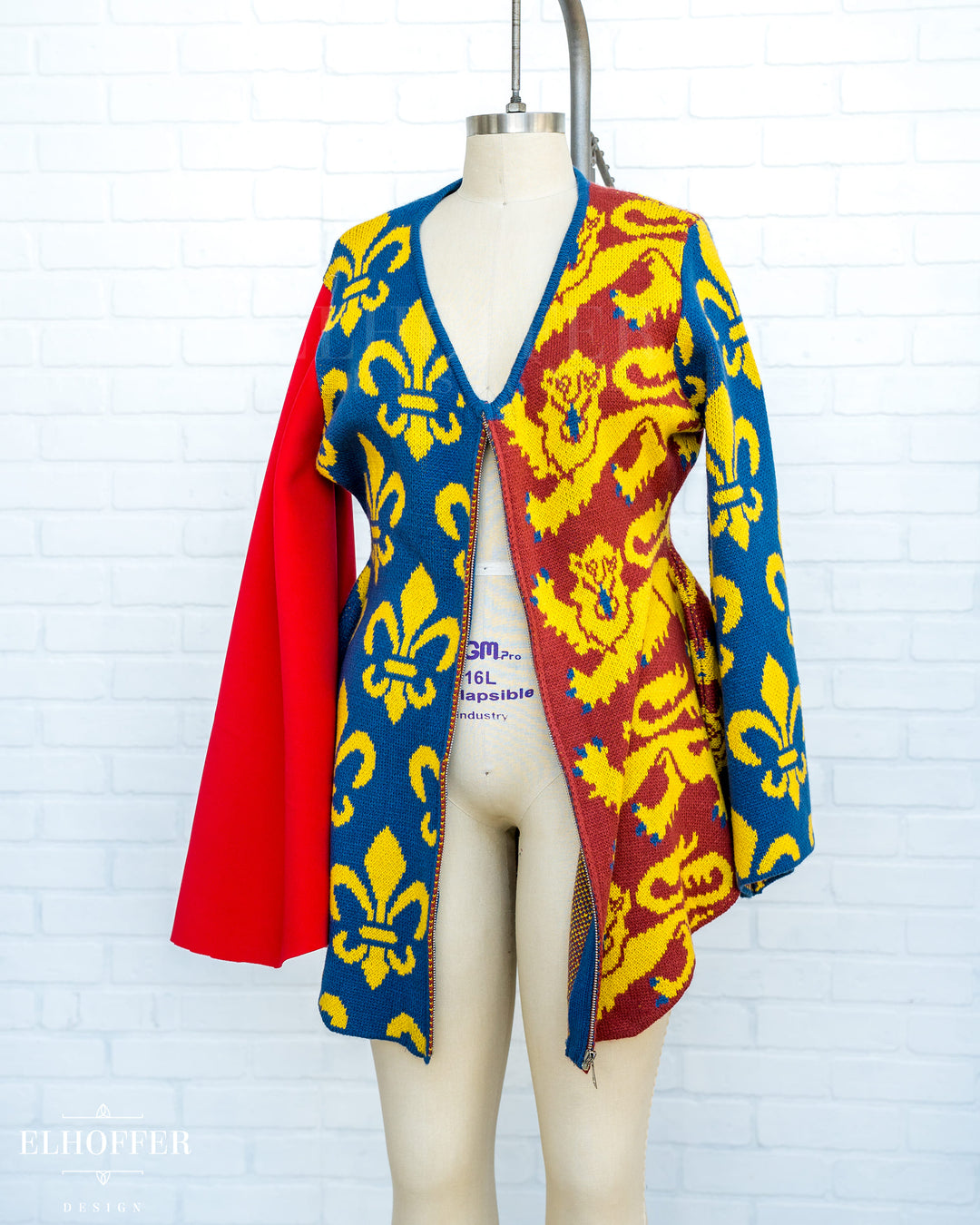 SAMPLE SALE - Lion Heraldry Zip Knit Jacket - Sleeve Changed Out - DEV SAMPLE - MEDIUM