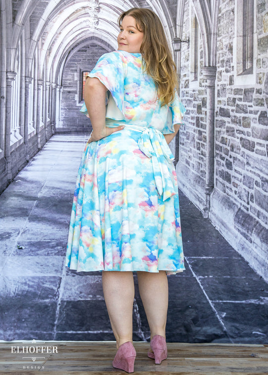Essential Luisa Wrap Dress - Rainbow Pastel Clouds