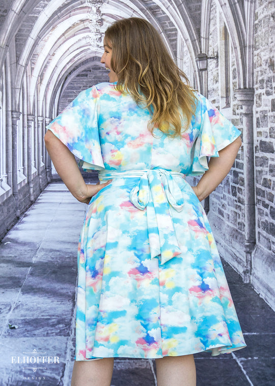 Essential Luisa Wrap Dress - Rainbow Pastel Clouds
