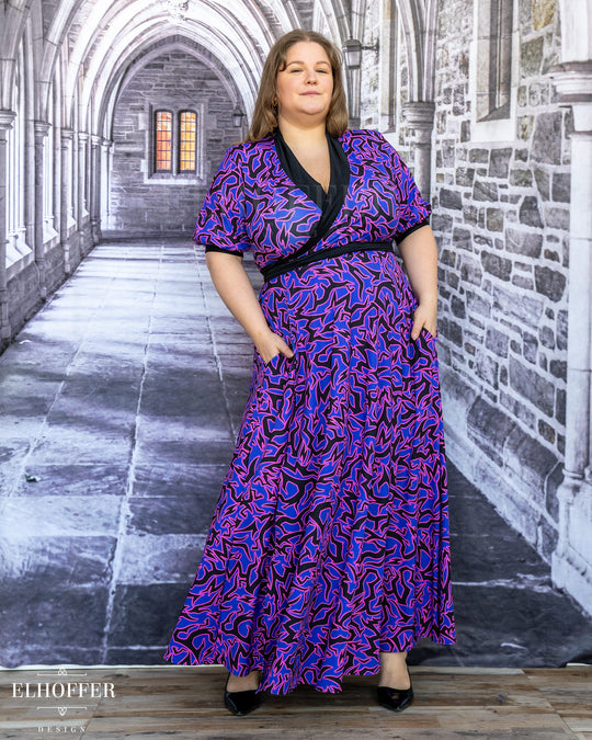 SAMPLE SALE - Maxi Wrap Dress - Demon Marking Test Fit with Puff Sleeve - XL