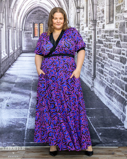 SAMPLE SALE - Maxi Wrap Dress - Demon Marking Test Fit with Puff Sleeve - XL