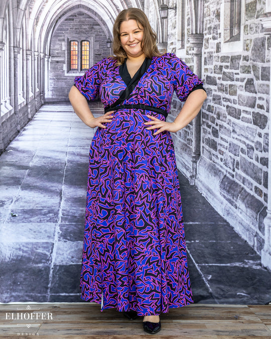 SAMPLE SALE - Maxi Wrap Dress - Demon Marking Test Fit with Puff Sleeve - XL