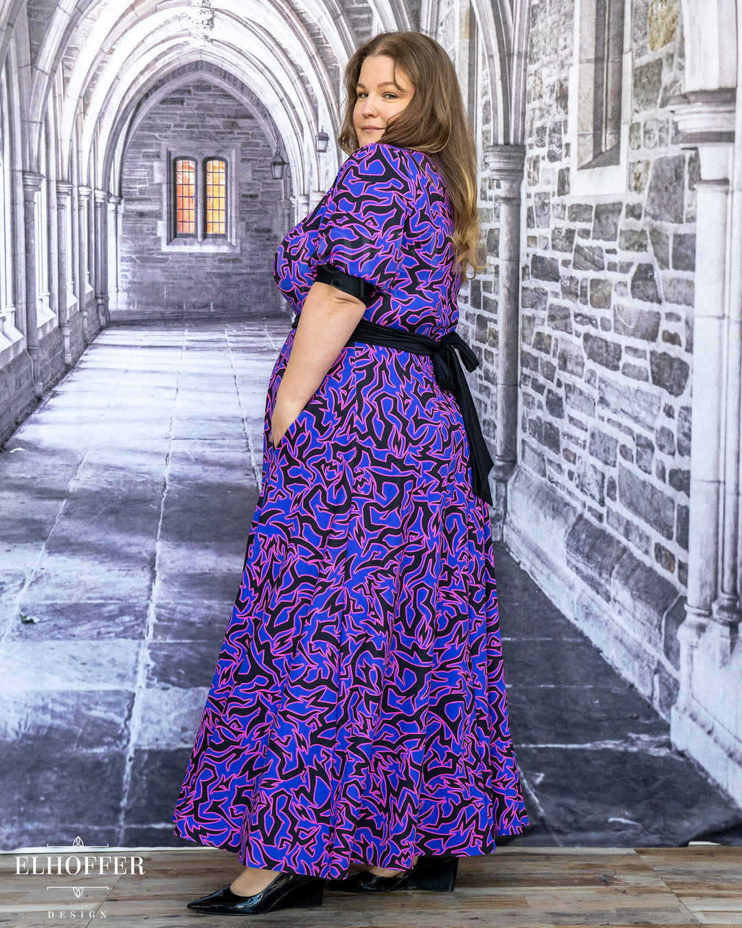 SAMPLE SALE - Maxi Wrap Dress - Demon Marking Test Fit with Puff Sleeve - XL