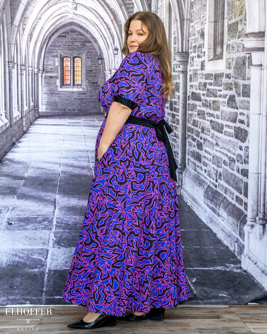 SAMPLE SALE - Maxi Wrap Dress - Demon Marking Test Fit with Puff Sleeve - XL