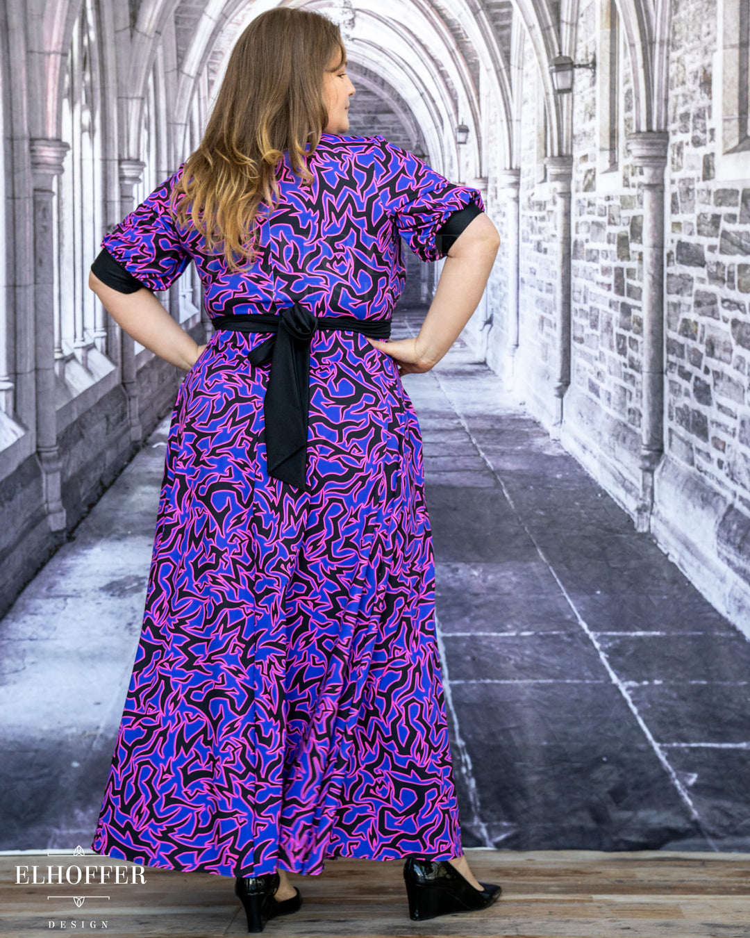 SAMPLE SALE - Maxi Wrap Dress - Demon Marking Test Fit with Puff Sleeve - XL