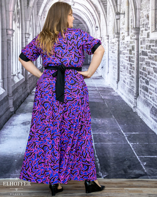 SAMPLE SALE - Maxi Wrap Dress - Demon Marking Test Fit with Puff Sleeve - XL