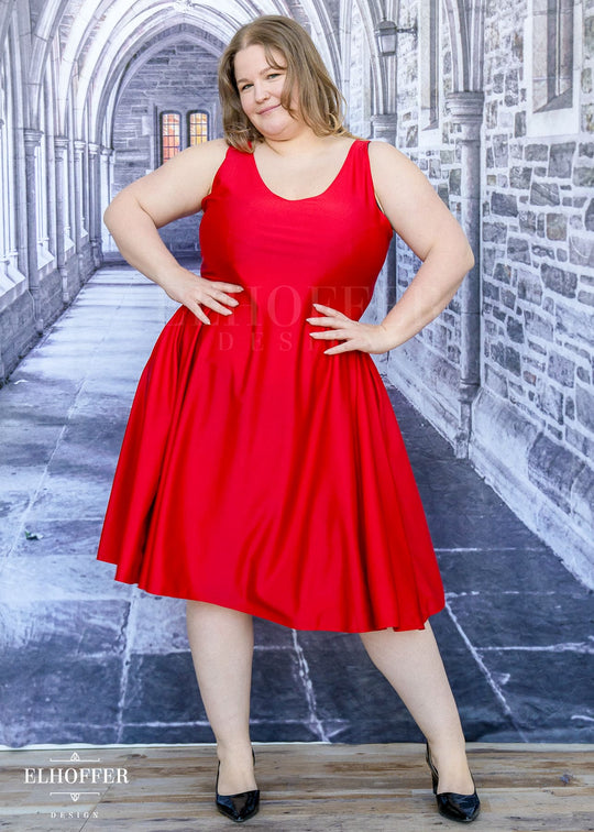 Essential Aquarius Knee Length Dress - Shiny Cherry Red