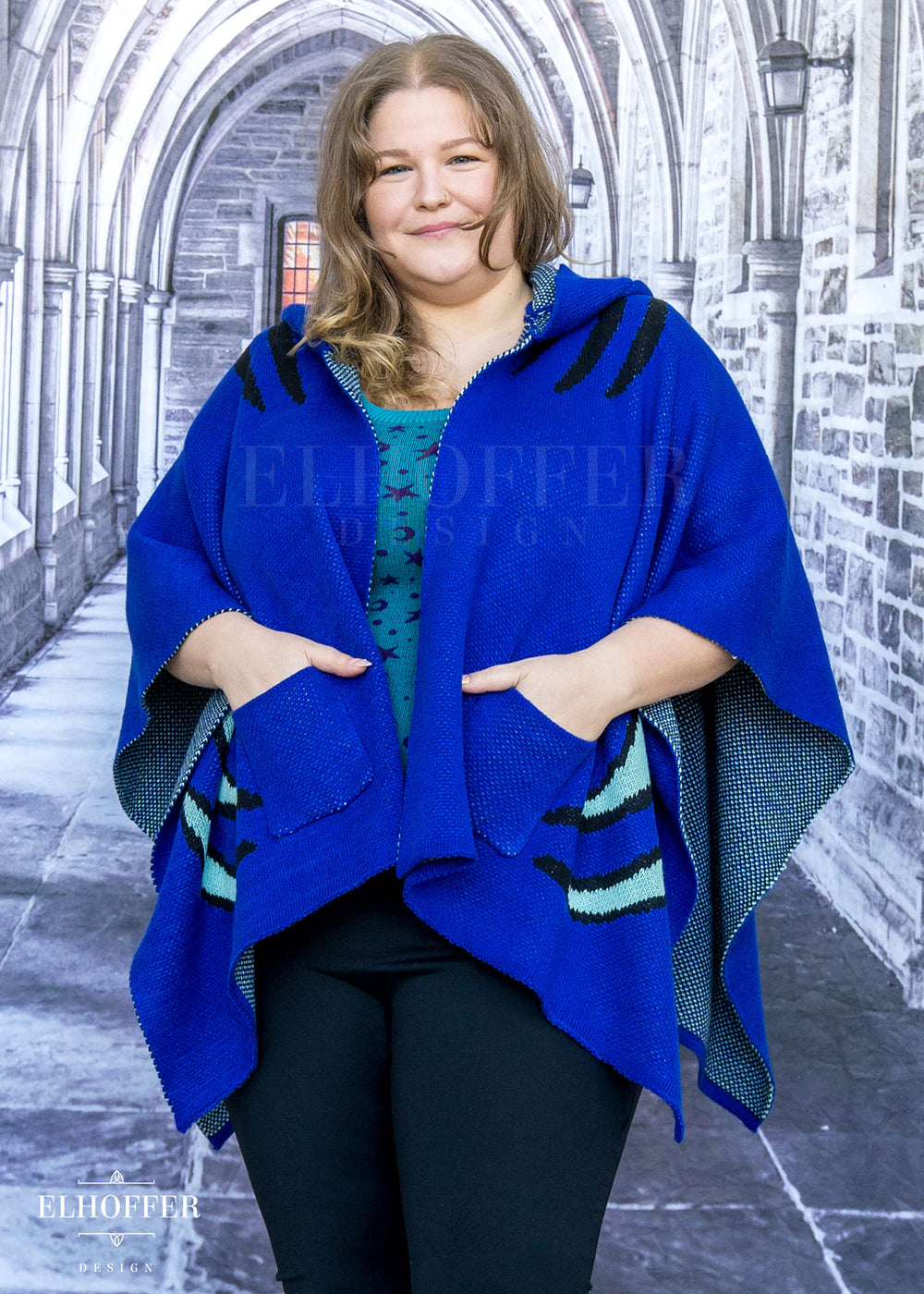 PREORDER - Blue Tiger Hooded Poncho